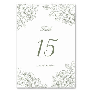Numeração De Mesa Mesa de Casamento de Hortênsia Verde Elegante Flor