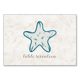 Numeração De Mesa Mesa de Casamento de Starfish Rustic Real Blue
