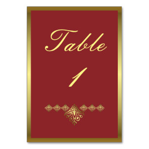 Numeração De Mesa Mesa de Casamento Dourado e Vermelho Elegante