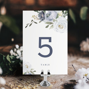 Numeração De Mesa Mesa de casamento floral azul empoeirado