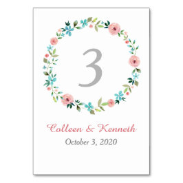 Numeração De Mesa Mesa de Casamento Floral Primavera Azul Cor-de-ros