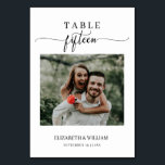 Numeração De Mesa Mesa de Casamento Fotográfico Elegance N.º 15<br><div class="desc">Um moderno e elegante design imprimiu Elegance Script Modern Photo Wedding Table Number Quinze Tent Card que pode ser personalizado com seu texto e adicionar cada placa numérica da tabela ao seu carrinho, um por um. Clique no botão "Personalizar" e use nossa ferramenta design para modificar este modelo. Veja a...</div>