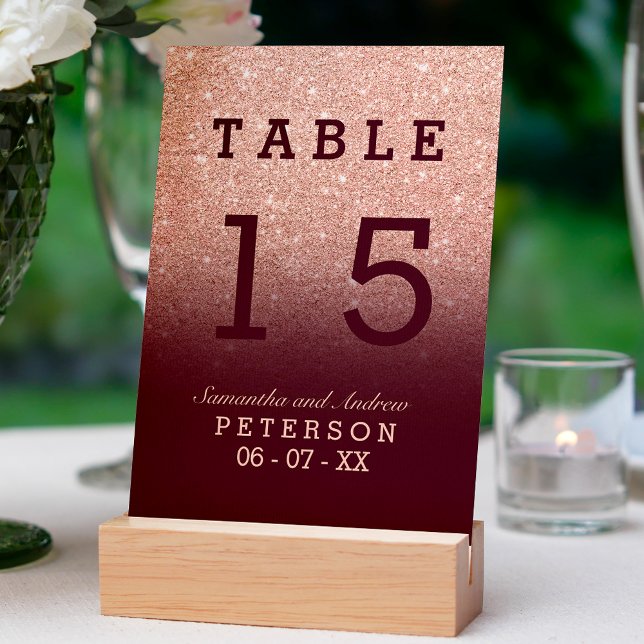 Numeração De Mesa mesa de casamento ombre vermelho-burgundy rosa (Criador carregado)
