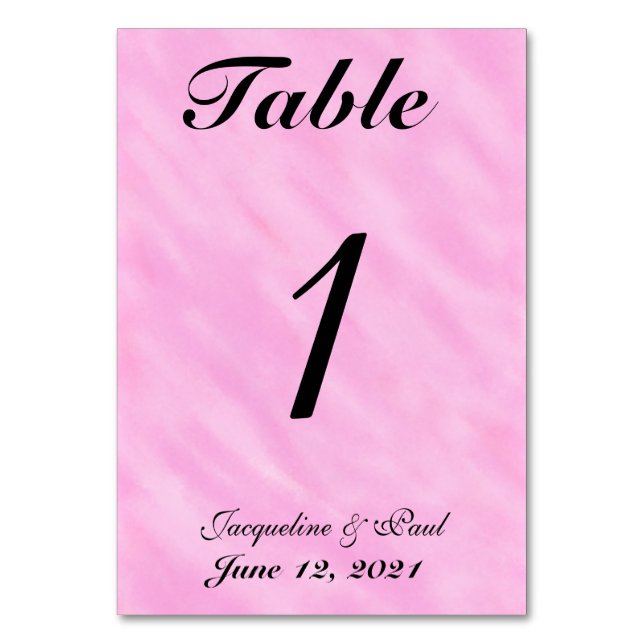 Numeração De Mesa Mesa de Casamento Rosa Romântica Nº (Frente)