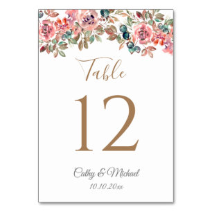 Numeração De Mesa Mesa de casamento ruidosa e empoeirada de flor ros