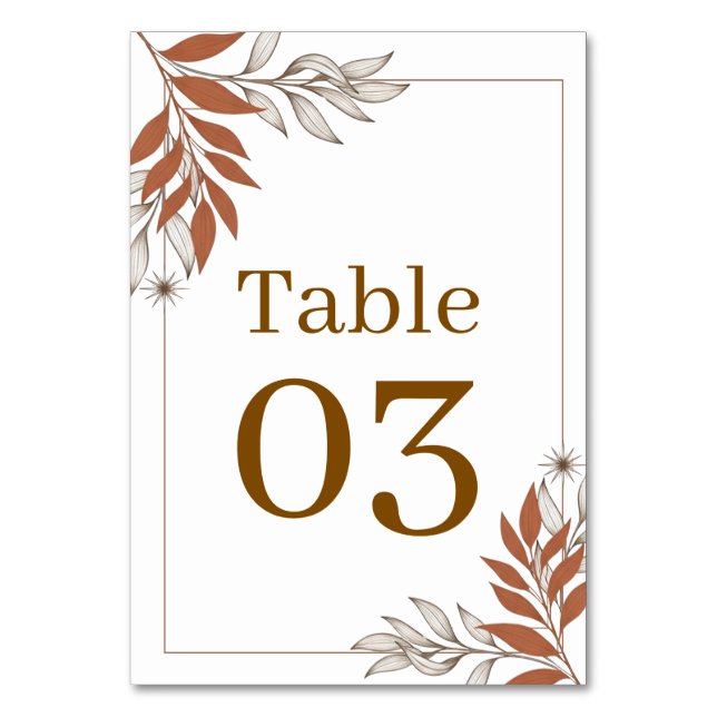 Numeração De Mesa Mesa de Recepção Folha de Argila Boho Earthy (Frente)