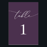 Numeração De Mesa Mesa do Número da Tabela de Casamento Minimalista<br><div class="desc">Belo púrpura,  elegante,  moderno e minimalista,  cartão de número de mesa. Totalmente personalizável. **NOTA: Para fazer o pedido,  basta ajustar o número da tabela e adicionar cada número ao carrinho separadamente. Então,  dê uma olhada depois que terminar.</div>