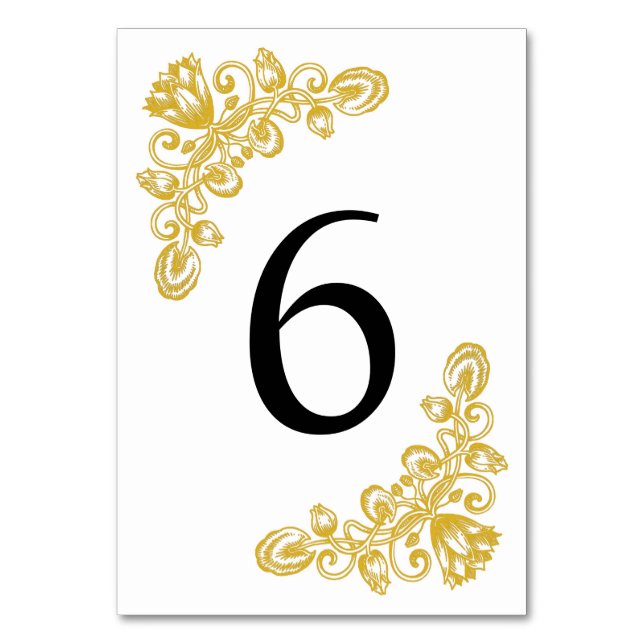 Numeração De Mesa Mesa Dourada Vintage 6 (Frente)
