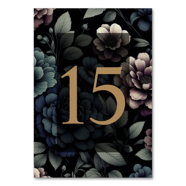 Numeração De Mesa Mesa Floral Blue Moody 15 (Frente)
