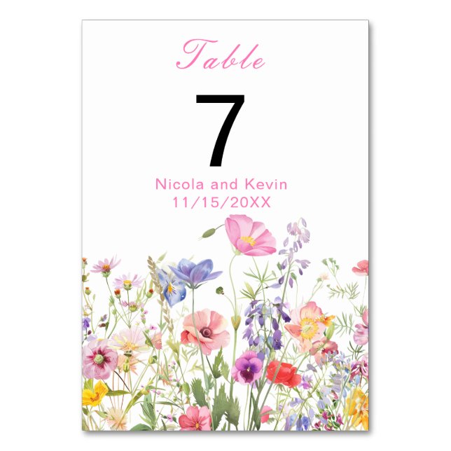 Numeração De Mesa Mesa Floral de Primavera de Flor Silvestre (Frente)