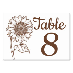 Numeração De Mesa Mesa Floral Girassol Número Marrom Festa de Casame