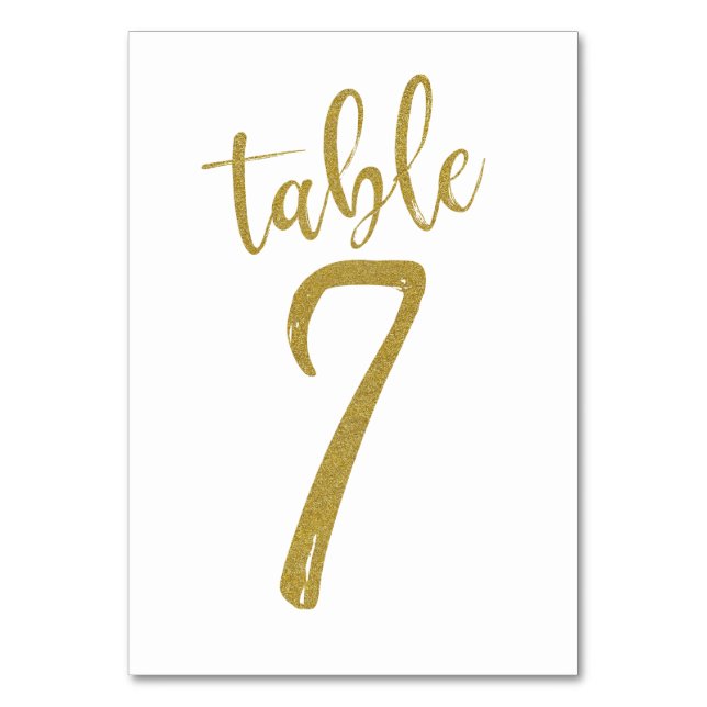 Numeração De Mesa Mesa Número 7 com Brilho Dourado (Frente)