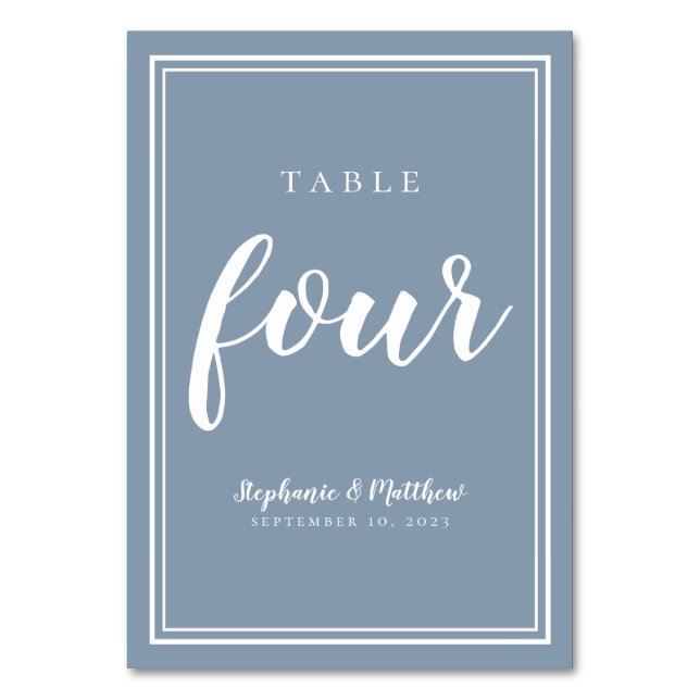 Numeração De Mesa Mesa Número Quatro Pó Azul Simples Casamento (Frente)