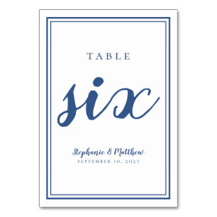 Numeração De Mesa Mesa Número Seis de Casamento Simples Azul e Branc