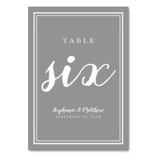 Numeração De Mesa Mesa Número Seis Recepção de Casamento Cinza Bra