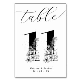 Numeração De Mesa Mesa Preta e Branca Floral Elegante 11