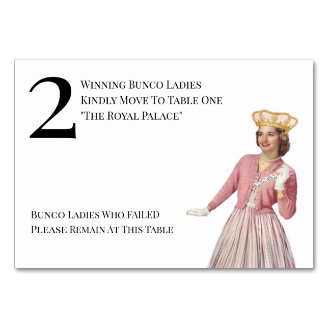 Numeração De Mesa Mesa Rainha Engraçada Dois Bunco (Frente)