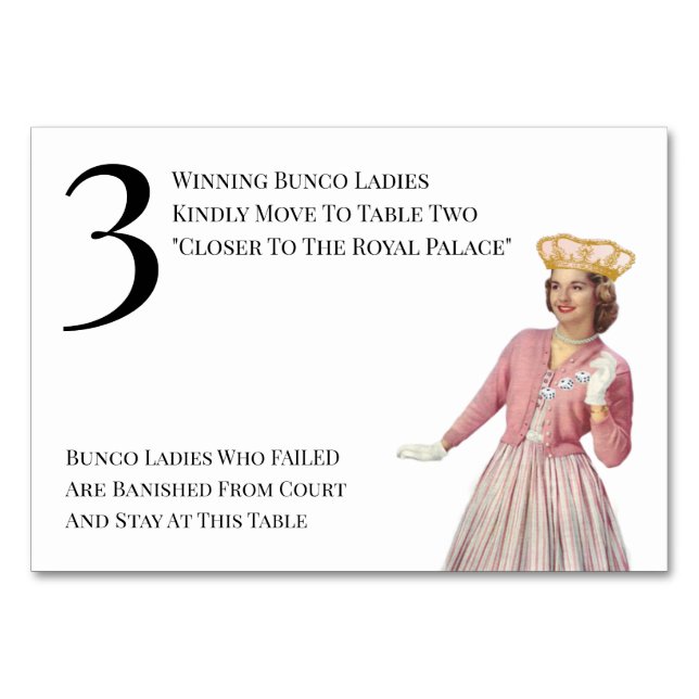 Numeração De Mesa Mesa Rainha Engraçada Três Bunco (Frente)