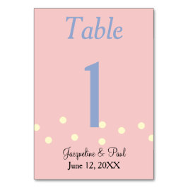 Numeração De Mesa Mesa rosa e Bolinhas Azul  n.o