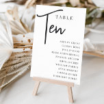 Numeração De Mesa Mesa Roteiro RTE   Nomes de Convidado<br><div class="desc">Cartões simples e chic em preto e branco clássico fazem uma declaração elegante no seu casamento ou evento. Design apresenta "mesa [number]" em uma combinação de olhares de serif clássica e de caracteres de script manuscritos, com nomes individuais de convidados por baixo. Design repete-se de ambos os lados. Cartões numerados...</div>