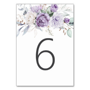 Numeração De Mesa Mesa Seis Casamento Floral Púrpura De Água