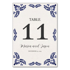 Numeração De Mesa Mexican Talavera Black Floral Minimalist Wedding