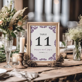 Numeração De Mesa Mexican Talavera Purple Floral Minimalist Wedding