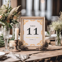 Numeração De Mesa Mexican Talavera Yellow Floral Minimalist Wedding