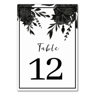Numeração De Mesa Midnight Bloom: Um Casamento Floral Negro