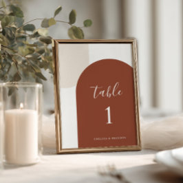 Numeração De Mesa Minimal Burnt Orange Rustic Boho Arch Table Number