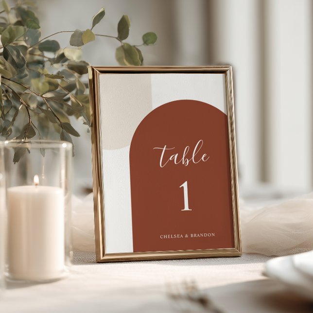 Numeração De Mesa Minimal Burnt Orange Rustic Boho Arch Table Number (Criador carregado)