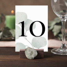 Minimalist Greenery Wedding Table Number Card