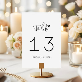 Numeração De Mesa Minimalist Script Heart Modern Wedding