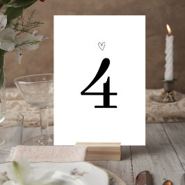 Numeração De Mesa Minimalist Wedding Table Number Card with Heart