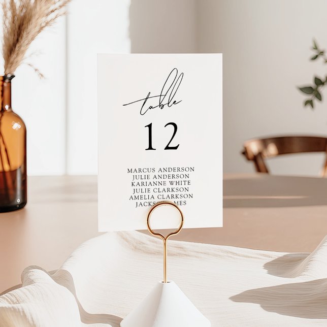 Numeração De Mesa Minimalista Moderno & Script Caprichoso (Criador carregado)