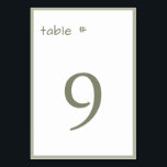 Numeração De Mesa Mínimo de Escrita Manual Verde Dusty<br><div class="desc">Número Mínimo de Tabela de Manuscrito Verde Dusty</div>
