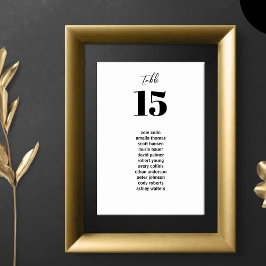 Numeração De Mesa Mínimo de Placa Preta e Branca Moderna