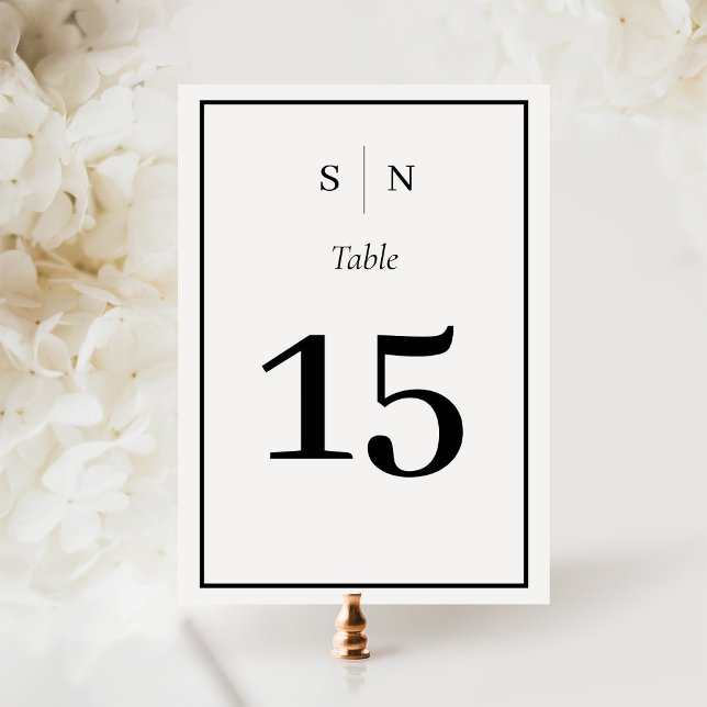 Numeração De Mesa Mínimo e Chic | Casamento de fronteira negra e bra (A black and white, minimalist wedding table number)