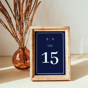 Numeração De Mesa Mínimo e Chic   Marinho Azul com Casamento de Fron