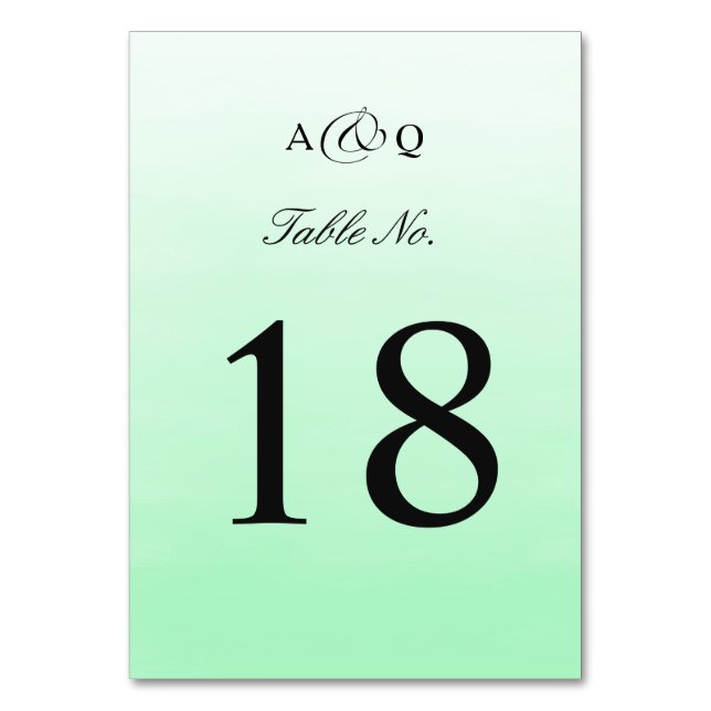 Numeração De Mesa Mint Green Ombre | Número da Tabela de Casamento (Frente)