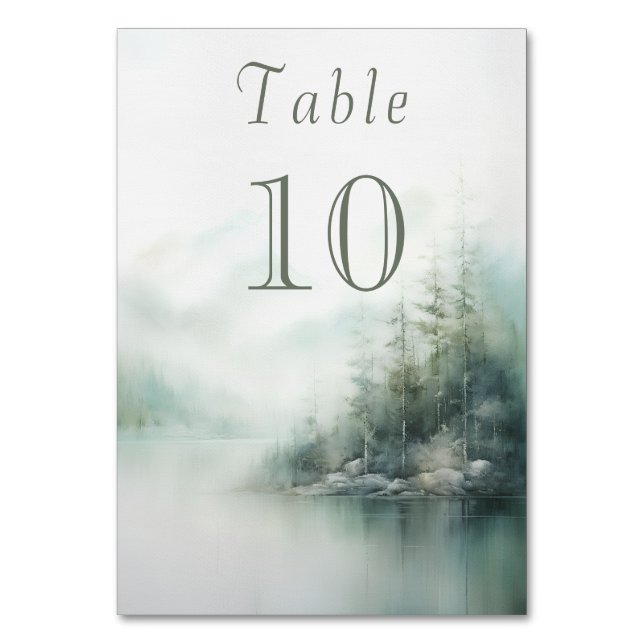 Numeração De Mesa Misty Green Forest Wedding (Frente)