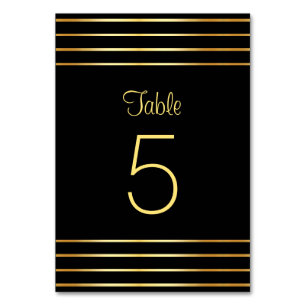 Numeração De Mesa Modelo Criativo de Glamour Moderno Preto e Dourado