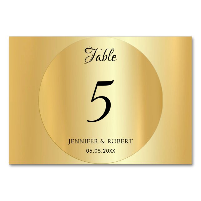 Numeração De Mesa Modelo customizado elegante dourado falso manuscri (Frente)