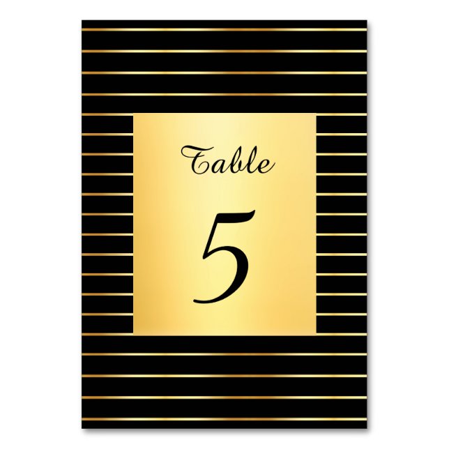 Numeração De Mesa Modelo Elegante Preto e Dourado Escrito à Mão (Frente)