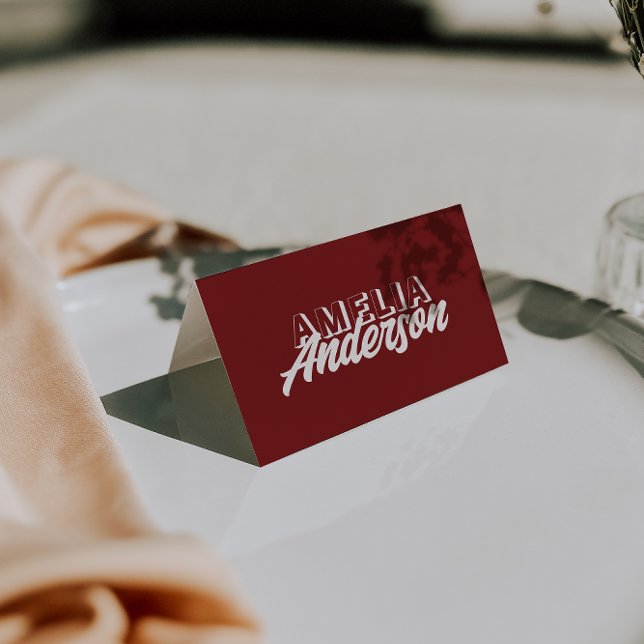 Numeração De Mesa Modern Burgundy Cream Unique Wedding Place Cards (Criador carregado)