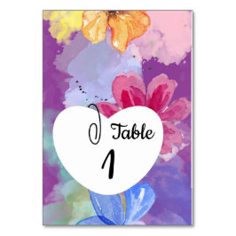 Numeração De Mesa Modern Colorful Floral Table Card Wedding
