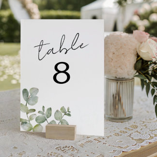 Numeração De Mesa Modern Eucalyptus Watercolor Wedding Table Number
