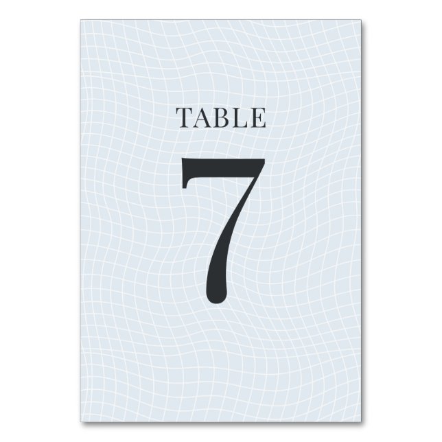 Numeração De Mesa Modern Glacial Blue & Warped Grid (Frente)