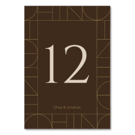 Numeração De Mesa Modern Gold Ornaments Dark Brown Wedding