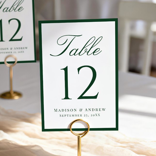Numeração De Mesa Modern Green Border Wedding (Criador carregado)